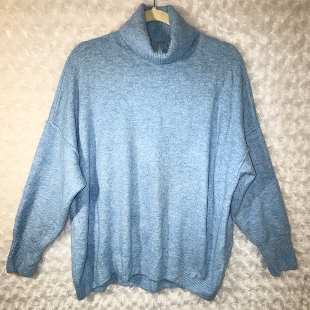 Vince Camuto Women's Size XL Blue Long Sleeve Relax Fit Turtleneck Knit Sweater